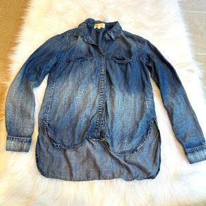 cloth & stone Anthro Buttoned Shirt Denim Chambray Boho Western XS #B2030-549